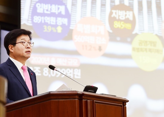 염태영 시장이 시정연설을 하고 있다.